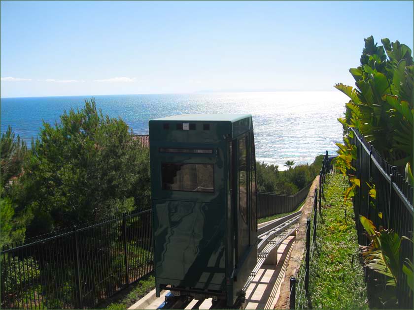 Amazing funicular to and from the sandy Pacific Strands Beach in Dana Point.